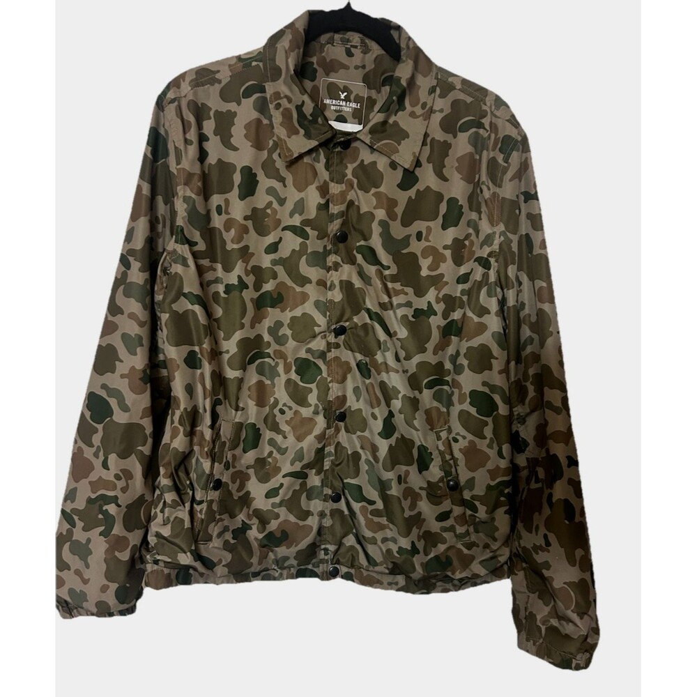American Eagle Outfitters Mens Sz M Camo Lightweight Lined Jacket Snap Button